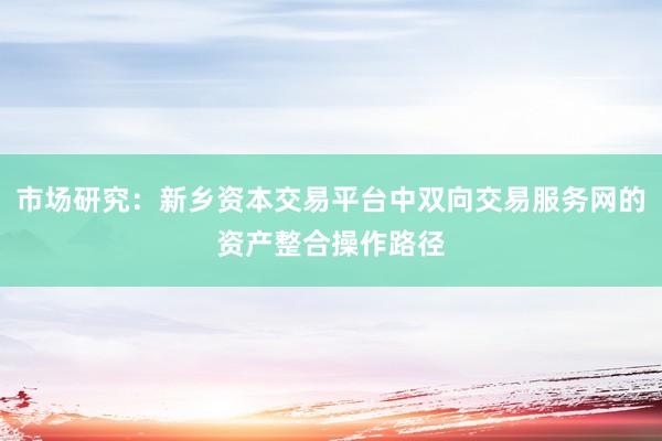 市场研究：新乡资本交易平台中双向交易服务网的资产整合操作路径