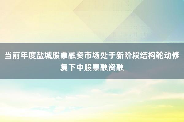 当前年度盐城股票融资市场处于新阶段结构轮动修复下中股票融资融