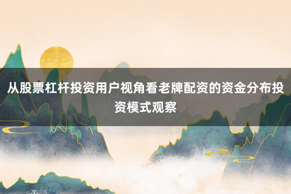 从股票杠杆投资用户视角看老牌配资的资金分布投资模式观察