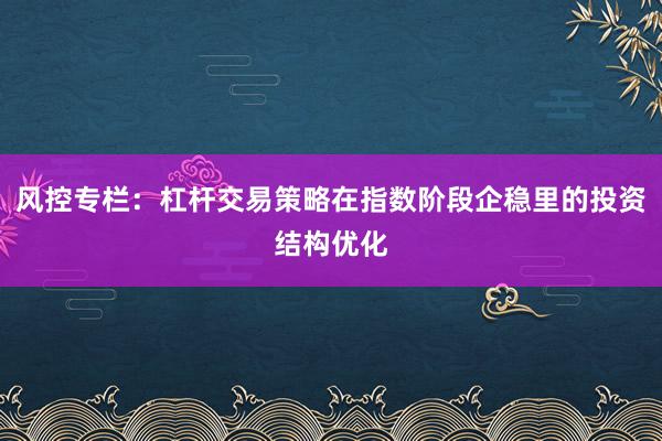 风控专栏：杠杆交易策略在指数阶段企稳里的投资结构优化