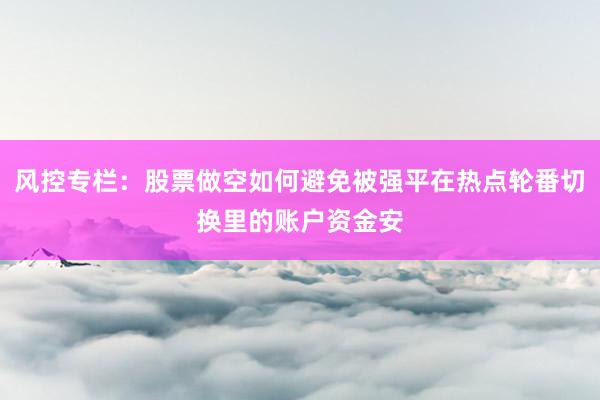风控专栏：股票做空如何避免被强平在热点轮番切换里的账户资金安