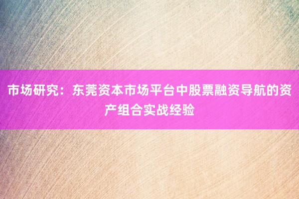市场研究：东莞资本市场平台中股票融资导航的资产组合实战经验