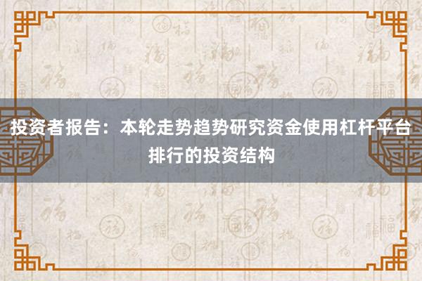 投资者报告：本轮走势趋势研究资金使用杠杆平台排行的投资结构