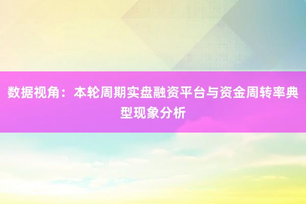 数据视角：本轮周期实盘融资平台与资金周转率典型现象分析