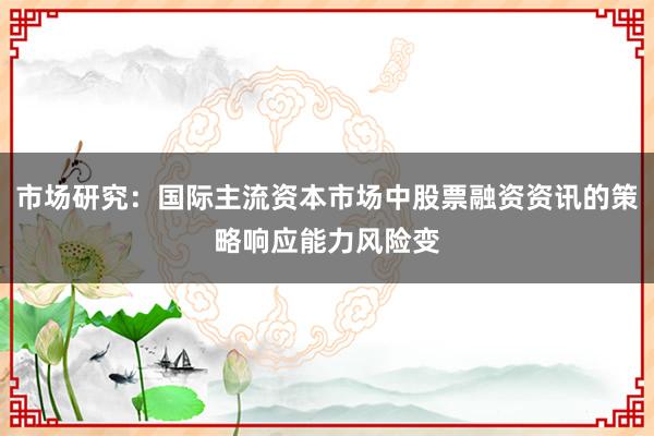 市场研究：国际主流资本市场中股票融资资讯的策略响应能力风险变