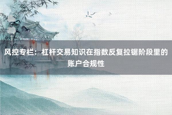 风控专栏：杠杆交易知识在指数反复拉锯阶段里的账户合规性