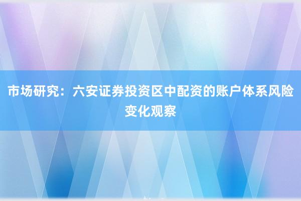 市场研究:六安证券投资区中配资的账户体系风险变化观察