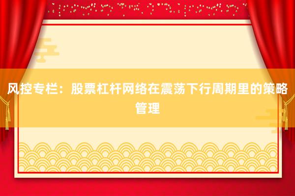 风控专栏：股票杠杆网络在震荡下行周期里的策略管理