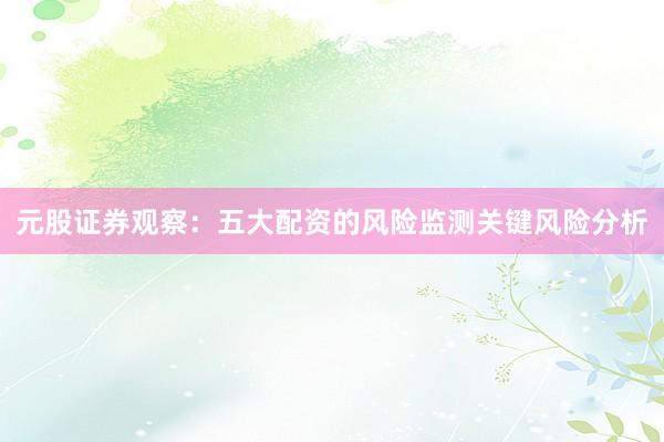 元股证券观察：五大配资的风险监测关键风险分析