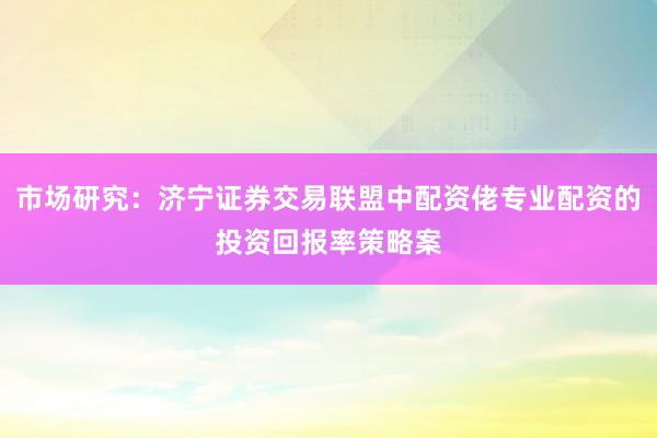 市场研究：济宁证券交易联盟中配资佬专业配资的投资回报率策略案