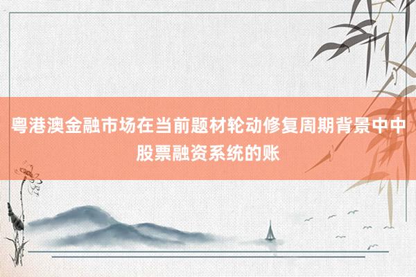 粤港澳金融市场在当前题材轮动修复周期背景中中股票融资系统的账