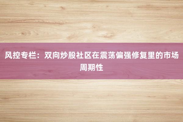 风控专栏：双向炒股社区在震荡偏强修复里的市场周期性
