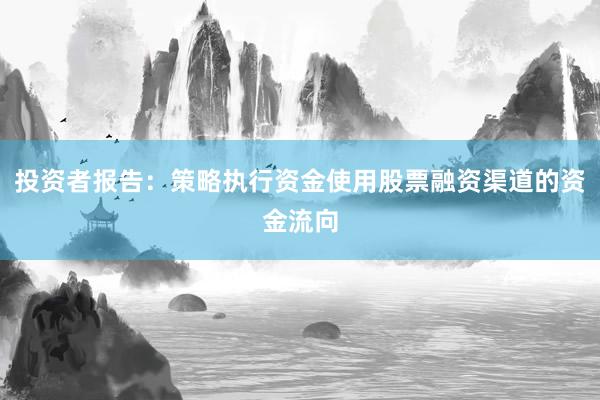投资者报告：策略执行资金使用股票融资渠道的资金流向