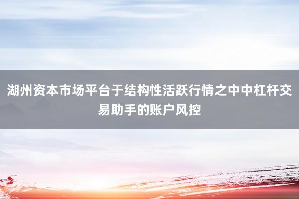 湖州资本市场平台于结构性活跃行情之中中杠杆交易助手的账户风控