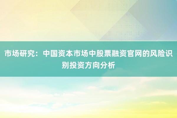 市场研究：中国资本市场中股票融资官网的风险识别投资方向分析