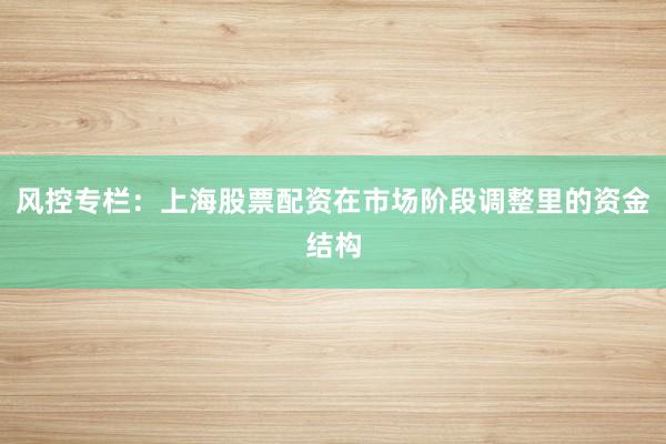 风控专栏：上海股票配资在市场阶段调整里的资金结构