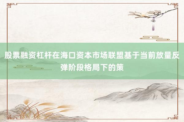 股票融资杠杆在海口资本市场联盟基于当前放量反弹阶段格局下的策