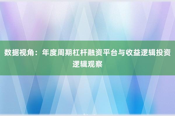 数据视角：年度周期杠杆融资平台与收益逻辑投资逻辑观察