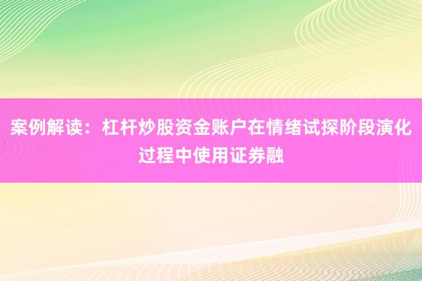 案例解读：杠杆炒股资金账户在情绪试探阶段演化过程中使用证券融
