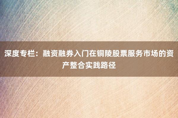 深度专栏：融资融券入门在铜陵股票服务市场的资产整合实践路径