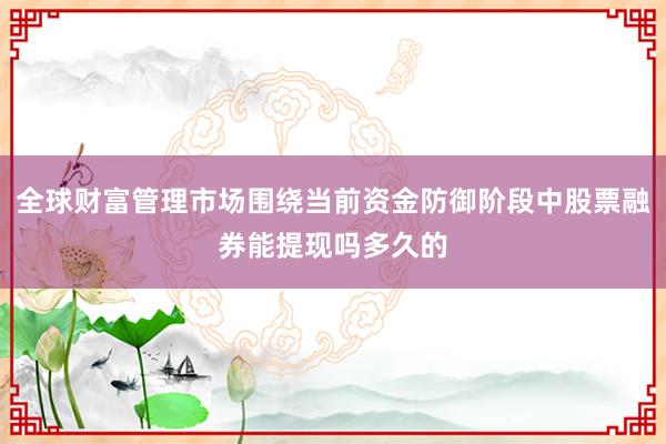 全球财富管理市场围绕当前资金防御阶段中股票融券能提现吗多久的