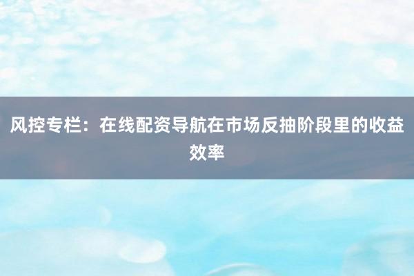 风控专栏：在线配资导航在市场反抽阶段里的收益效率