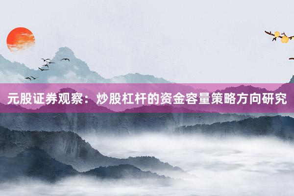 元股证券观察：炒股杠杆的资金容量策略方向研究