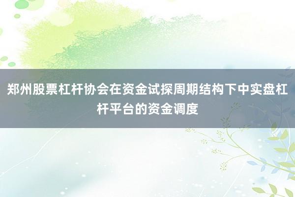 郑州股票杠杆协会在资金试探周期结构下中实盘杠杆平台的资金调度