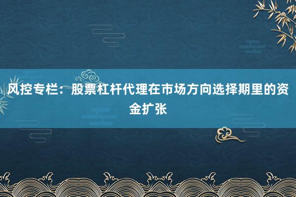 风控专栏：股票杠杆代理在市场方向选择期里的资金扩张