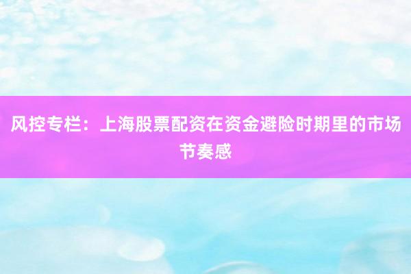 风控专栏：上海股票配资在资金避险时期里的市场节奏感