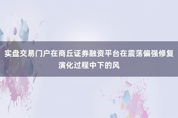 实盘交易门户在商丘证券融资平台在震荡偏强修复演化过程中下的风