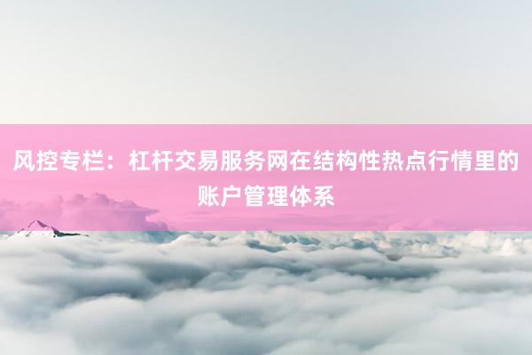 风控专栏：杠杆交易服务网在结构性热点行情里的账户管理体系