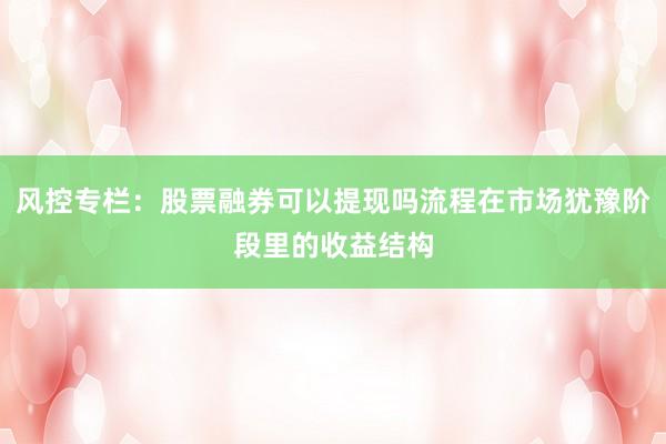 风控专栏:股票融券可以提现吗流程在市场犹豫阶段里的收益结构