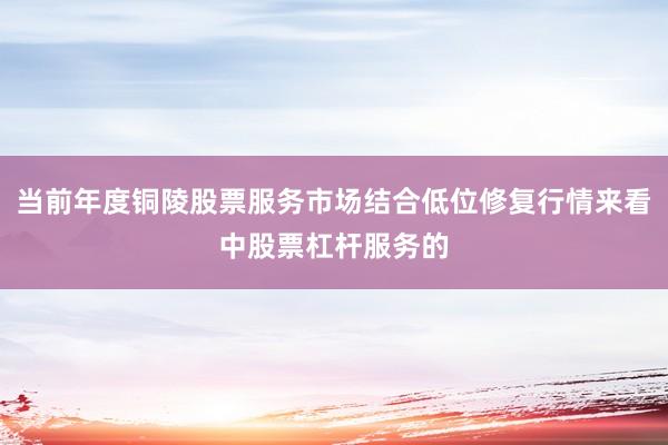 当前年度铜陵股票服务市场结合低位修复行情来看中股票杠杆服务的
