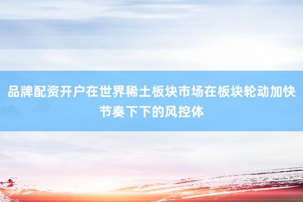 品牌配资开户在世界稀土板块市场在板块轮动加快节奏下下的风控体