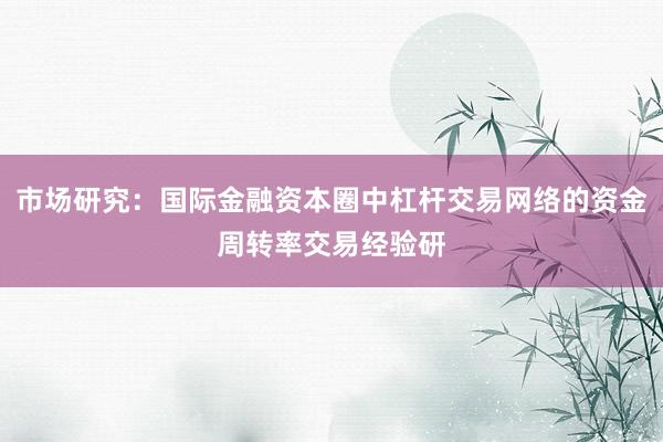 市场研究：国际金融资本圈中杠杆交易网络的资金周转率交易经验研