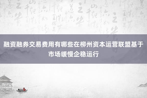 融资融券交易费用有哪些在柳州资本运营联盟基于市场缓慢企稳运行