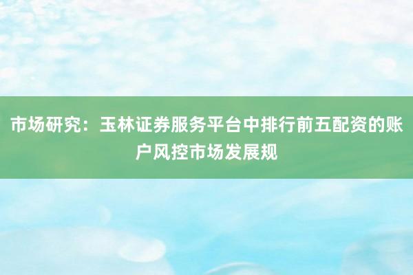 市场研究：玉林证券服务平台中排行前五配资的账户风控市场发展规