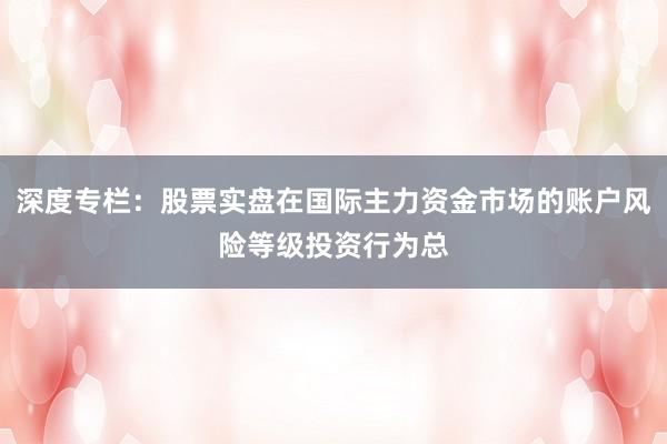 深度专栏:股票实盘在国际主力资金市场的账户风险等级投资行为总