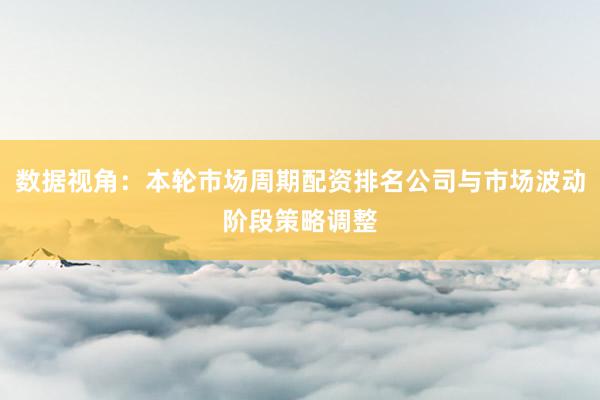 数据视角：本轮市场周期配资排名公司与市场波动阶段策略调整