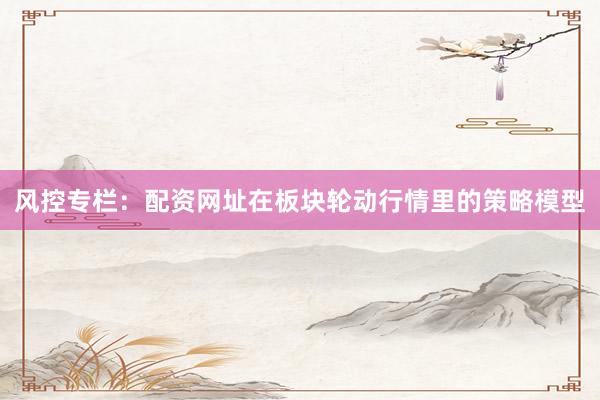 风控专栏：配资网址在板块轮动行情里的策略模型