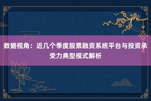 数据视角：近几个季度股票融资系统平台与投资承受力典型模式解析