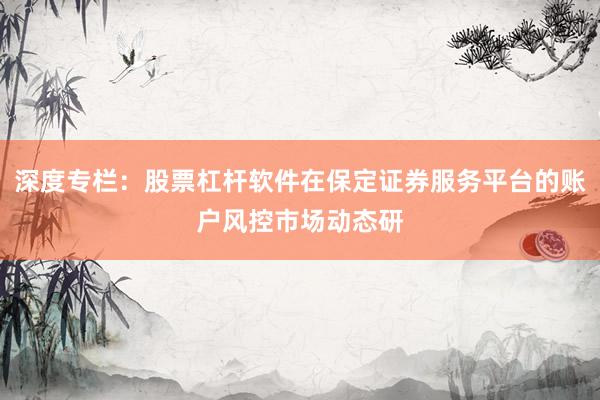 深度专栏：股票杠杆软件在保定证券服务平台的账户风控市场动态研