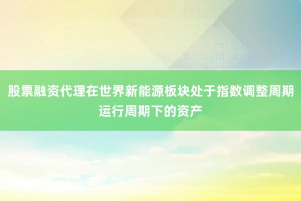 股票融资代理在世界新能源板块处于指数调整周期运行周期下的资产