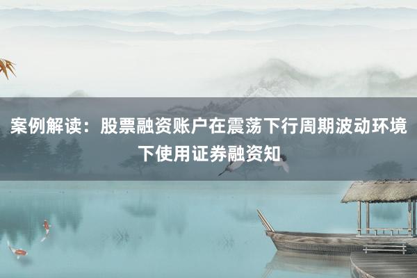 案例解读：股票融资账户在震荡下行周期波动环境下使用证券融资知