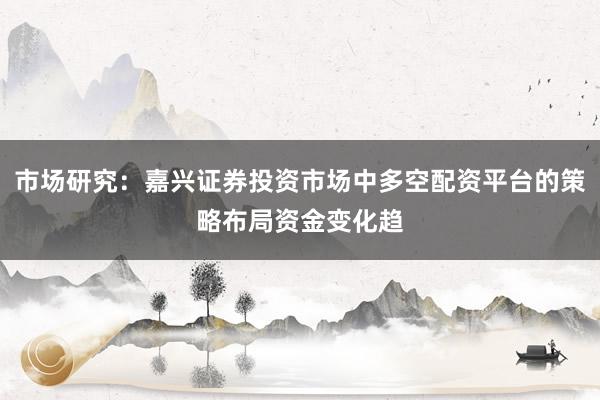 市场研究：嘉兴证券投资市场中多空配资平台的策略布局资金变化趋