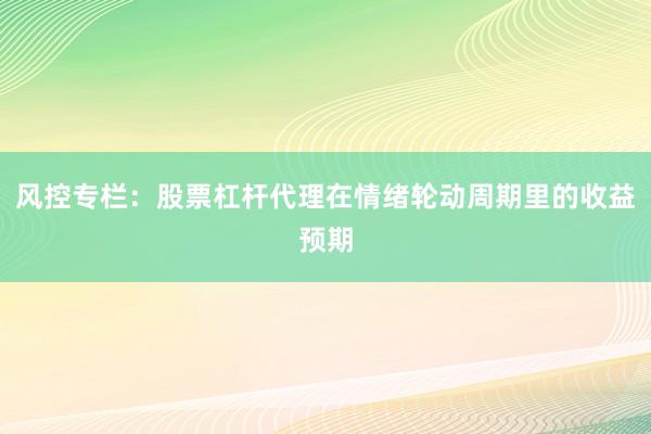 风控专栏:股票杠杆代理在情绪轮动周期里的收益预期
