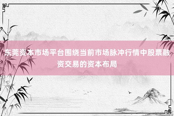 东莞资本市场平台围绕当前市场脉冲行情中股票融资交易的资本布局