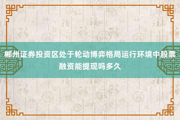 郴州证券投资区处于轮动博弈格局运行环境中股票融资能提现吗多久