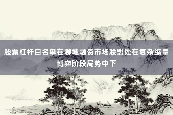 股票杠杆白名单在聊城融资市场联盟处在复杂缩量博弈阶段局势中下